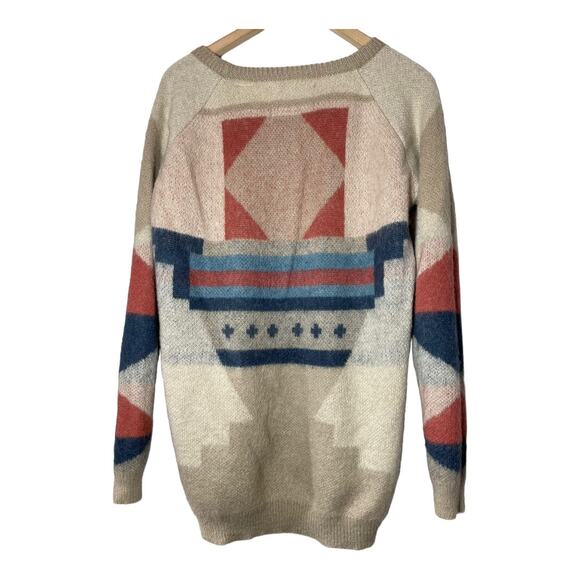 Maison Scotch & Soda Aztec Mohair Blend Tan Sweater 4=12 - Picture 3 of 8